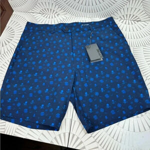 G/FORE NWT Maverick 4-Way Stretch 8" 3D Icon Blue Skull Golf‎ Shorts Men's 36